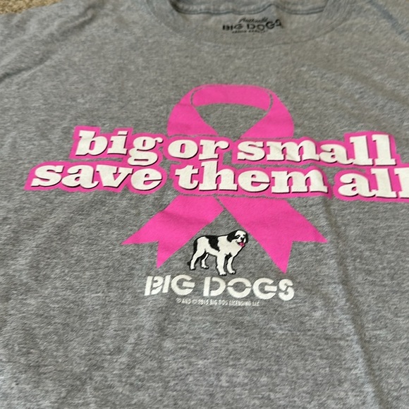 Big Dogs Breast Cancer  Ribbon Gray Tee Big or Small Save them all XL - Picture 2 of 4